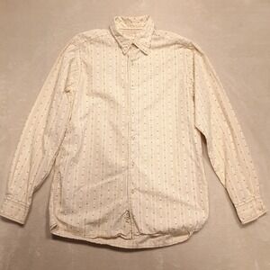 Red Camel Mens LS Button Shirt Sz.M/Beige/Stripe Polka Dot Print-Vintage